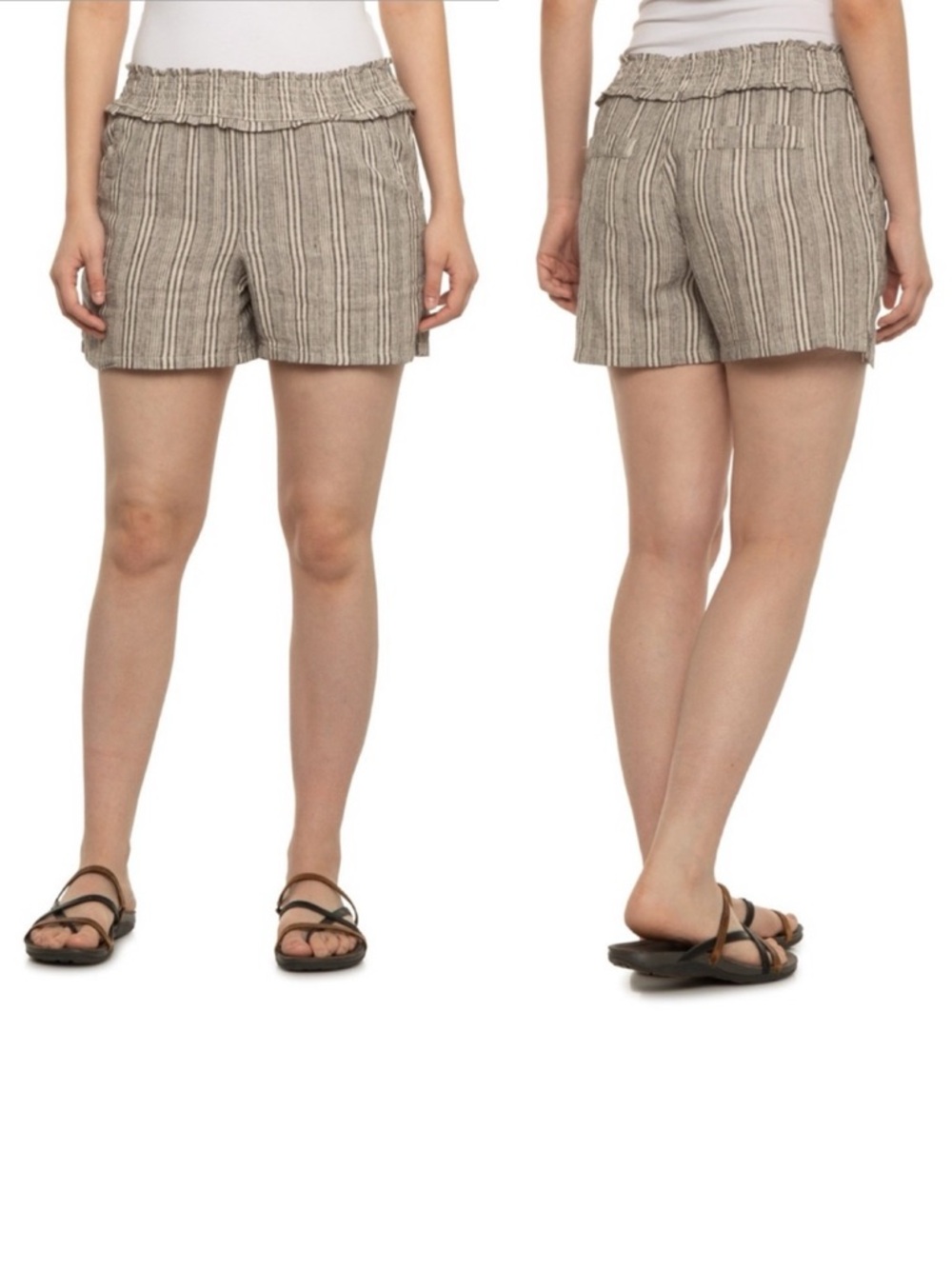 DEMOCRACY • Smocked High Rise Linen Shorts - S
